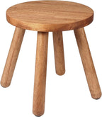 Round Solid Wooden Step Stool, 9.3''H Non-Slip Indoor Plant Stand, Portable & Sturdy Wooden Plants Stand, Gardening Display Footstool for Decor Living Room Patio -Walnut