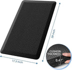 Mattitude Kitchen Mat Cushioned Anti-Fatigue Floor Mat Water Resistant Non-Slip Mats and Rugs Standing and Comfort Desk Mats for House Sink Office Laundry (Black, 17.3"x28")