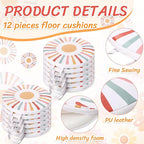 12 Pcs 12 Inches Floor Cushions for Classroom Boho Round Flexible Seating Pads with Handles Bohemian Floor Pillows for Home Daycare Preschool Playroom Reading Corner Yoga and Meditation