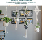 Nook Theory 4-Pack Macrame Plant Hangers with 8 Hooks - Hanging Planters for Indoor Plants, Boho Macrame Hangers Indoor Outdoor, Decorative Plant Hanger Indoor (Caramel)