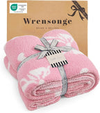 WRENSONGE Throw Blanket Diamond Bowknot Pink Soft Cozy Fluffy Warm Throw for Couch Sofa Bed Camping Picnic Travel Lightweight - 50"*60"