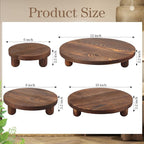 Sintuff 4 Pack Mini Wooden Plant Stool Display Wood Cake Stand 12/10/8/6 Inch Round Plant Risers Holder for Flower Pot Wooden Stool Indoor Outdoor Wood Stand(Dark Brown)