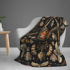 Orange Butterfly Moon Flower Throw Blanket, 320gsm Boho Mushroom Blanket Fluffy Cozy Soft Warm Plush Decorative Gifts for Women Men Kids, Blankets Quilt for Bed Sofa Chair Couch (50"x40")
