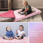 MeMoreCool Glow Pink Unicorn Foldable Floor Mattress for Kids, Trifold Nap Mat for Toddlers, Portable Daycare Sleeping Futon or Floor Bed, 57x22 Inch