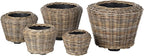 Rattan Kobo Indoor Outdoor Planter Basket with Plastic Pot X Small 1 Gallon Soil Capacity