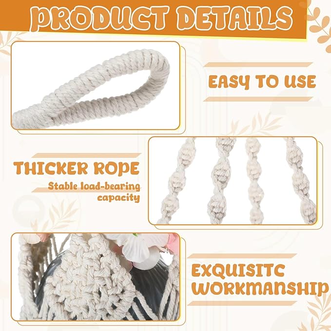 4 Pack Macrame Plant Hanger Hanging Planter with Patterns for up to 8 Inch Pot Indoor Outdoor Hanging Planter Basket Boho Plant Hanger Holder Decorative Flower Pot Holder for Garden Home