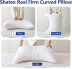 Shatex Neck Pillow Queen Size 28 x 20 inch, Curved Firm Bed Pillow with Adjustable Insert Provides Stronger Support - for Back, Stomach & Side Sleepers