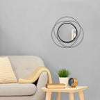 Black Circle Mirror Wall Decorative Metal Wall Mirror, Art Small Round Wall Home Mirror, Decor Living Room Bedroom Bathroom Entryway 12"