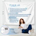 LIANGW Bible Verses Christian Tapestry, Inspirational Christian Tapestry for Women, Bible Blue Bow Aesthetic for Girls Bedroom or Dorm Room， Based Blue Room Decor Aesthetic 50x60 inches