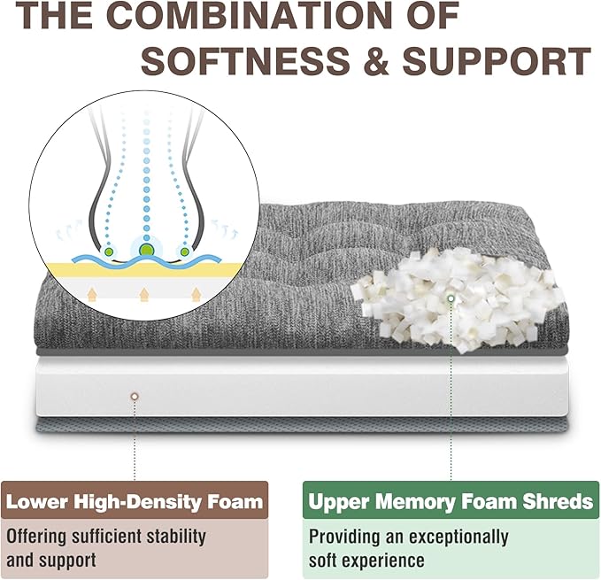 Shinnwa Memory Foam Recliner Cushion for Elderly, Patented Design Extra Large Seat Cushion, Dual-Layer Foam Chair Pad for Couch, Armchair, Wicker Chairs, Floor, 20 × 20 × 5in, Grey
