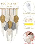 LOMOHOO Macrame Wall Hanging,Boho Home Decor,Bohemian Woven Decoration for Bedroom Living Room Apartment Dorm Gallery Perfect Handmade Gift Ideas 16.5" W x 30.7" L