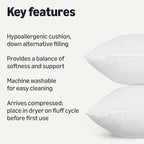 Amazon Basics Square Hypoallergenic Pillow Insert, Down Alternative Fiberfill, Sofa Bed Couch Decorative Stuffer, 18", 2-Pack
