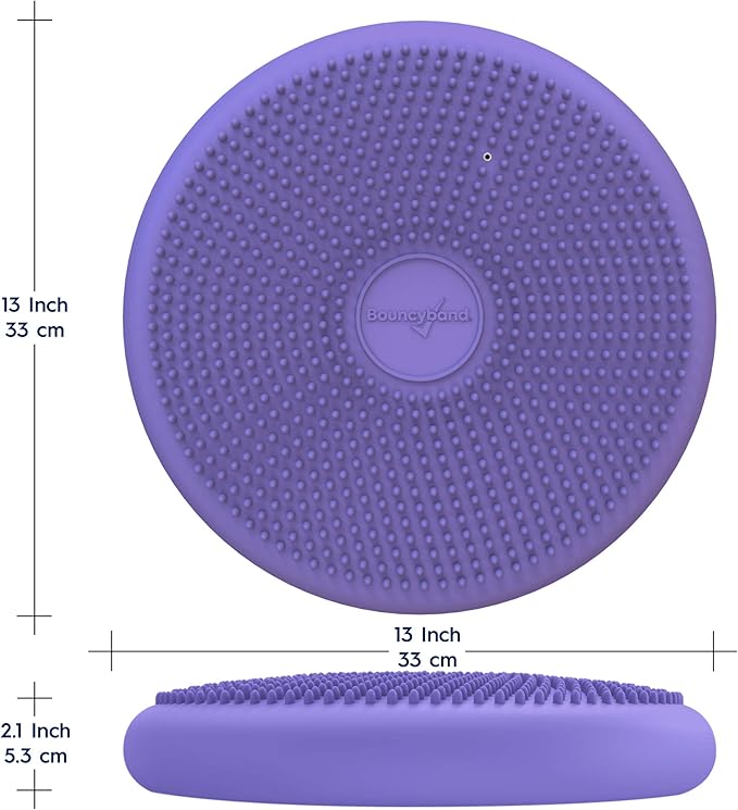 Bouncyband – Wiggle Seat – Purple, 13” D – Large Sensory Cushion for Kids Ages 6-18+ – Promotes Active Learning, Improves Student Productivity, Includes Easy-Inflation Pump