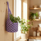 Macrame Wall Plant Hanger, Hanging Planter Basket Holder, Wall Planters for Indoor Plants, for Up to 6 Inch Pot (Purple, 6-Inch)