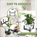 Metal Plant Stands Indoor Outdoor, Heavy-Duty Short Black Plant Holder for 5-12 Inch Flower Pots - 1/2/3 Pack Low Stand for Balcony, Corner, Desk, Table Top (Plant Not Included) (2Pcs)