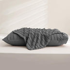 JELLYMONI Pillowcases Standard Size Dark Grey 2 Pack Boho Striped Bed Pillow Covers 20x26in Polyester Envelope Pillow Shams Tufted Bohemian Textured (Pillows are not Included)