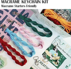 Ewparts Macrame Keychain Kit for Beginner Boho Adult Craft DIY Kits with Precut Macrame Cord 3mm with Instruction Tutorials to Make 8 Macrame Keychains Lanyards for Kids Women Starters DIY Crafts Kit