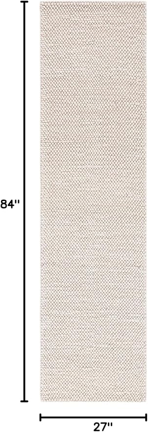 SAFAVIEH Natura Collection Runner Rug - 2'3" x 7' Runner, Grey & Ivory, Handmade Wool Blend, Textured Design, Ideal for Hallway, Bedroom, Foyer (NAT425F)