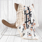 Luxury Plush Faux Fur Throw Blanket with Aztec Pattern, Super Warm, Fuzzy, Elegant, Fluffy Decoration Blanket for Couch, Armchair, Sofa and Bed, 50''x 60'', Cream