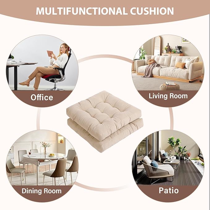 Tiita Outdoor Cushions Square Floor Pillow Thicken Tufted Seat Pad Large Floor Cushion for Yoga Meditation Living Room