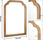 Wood Bathroom Mirror for Wall, 24 x 16 Inch Decorative Wall Mirror with Rustic Wooden Frame for Living Room, Vanity, Bedroom, Entryway, Farmhouse