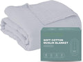 Cosy Family 6 Layer Muslin Bed Blanket - Breathable and Lightweight Gauze Boho Blanket for Spring, Soft 100% Cotton Muslin Blanket, Slate, 55x80 Inches
