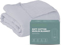 Cosy Family 6 Layer Muslin Bed Blanket - Breathable and Lightweight Gauze Boho Blanket for Spring, Soft 100% Cotton Muslin, Slate, 80x90 Inches