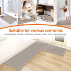 Kitchen Mats, 2PCS Kitchen Rugs, Cushioned Anti Fatigue Kitchen Mats for Floor, Non-Slip Standing Desk Mat, Waterproof Kitchen Rug Set for Kitchen Floor Office,17.3"×30"+17.3"×59" Brown