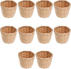 10pcs Small Woven Baskets Desktop Small Flower Pot Wicker Basket Succulent Planters Pencil Holder Portable Wicker Desk Organizer for Desktop Storage Garden Decor, 7.5x7.5x6cm