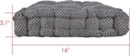 ChezMax Floor Pillow & Cushion, Large Meditation Chair Cushions, Thick Square Seat Pad, Soft Velvet Tufted Seating Pouf for Indoor/Outdoor Yoga Bench Rocking Chair Room Tatami Sofa, Grey 16"x16"