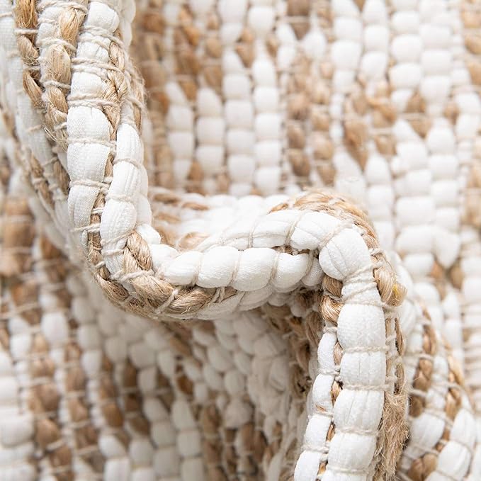 Unique Loom Chindi Jute Collection Area Rug (8' x 11' Rectangle, White/ Natural)