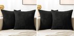 MIULEE Black Decorative Throw Pillow Covers 18x18 Inch for Couch Bed Sofa Pack of 4 Boho Farmhouse Throw Pillows Soft Cross Corduroy Patchwork Textured Cushion Cases