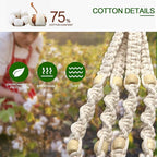 IGaiety Macrame Plant Hanger 5 Pcs Indoor Outdoor Hanging Plant Holders Handmade Plant Hangers Cotton Rope Planters with 5 Pcs Ceiling and S Hooks for Small Plants Pots Boho Home Decor