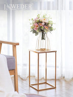 Gold Metal Cube Vase Stand for Wedding Centerpieces, 15.75in Tall, 2 Pcs