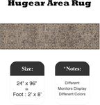 HUGEAR 2x8 Runner Rug Hallway Retro Brown Machine Washable Vintage Floral Low Pile Carpet Vacuumable Distressed Long Throw Rug Bedroom Office Bathroom Kitchen Laundry Non Slip Soft Lightweight