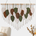 Tiaforza Macrame Wall Hanging Decor Art, Handmade Leaf Feather Woven Boho Wall Tapestry, Ideal Decor for Apartment, Bedroom, Living Room, Office and Dining Area, Size 39" W x 29.5" L