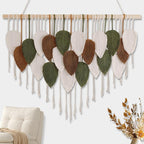 Tiaforza Macrame Wall Hanging Decor Art, Handmade Leaf Feather Woven Boho Wall Tapestry, Ideal Decor for Apartment, Bedroom, Living Room, Office and Dining Area, Size 39" W x 29.5" L