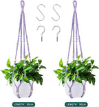 Plant Hanger for 5 to 10 Inch Plant Pots, Set of 2 Indoor Handmade 35 Inch Woven Rope Hanger Kits with Hooks and Wood Beads, Hanging Planter Basket Holder for Boho Home Decor