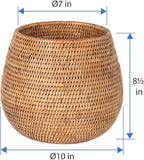 KOUBOO La Jolla Coco Rattan Bowl, Honey-Brown, Large Planter