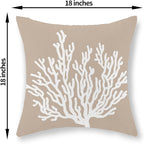 Coastal Pillow Covers 18x18 Inch Set of 2 Brown Tan Coral Starfish Throw Pillows Summer Nautical Beach Ocean Decorations Linen Pillowcase Outdoor Decor Farmhouse Cushion Case for Home Bedroom