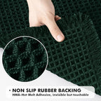 MIULEE Dark Green Set of 2 Waffle Bathroom Rugs, Boho Bath Rugs Non Slip Washable, Super Absorbent Bath Mats, Ultra Soft Rubber Backed Shower Mats for Bathroom Floor, Tub, 17"x24"+18"x30"