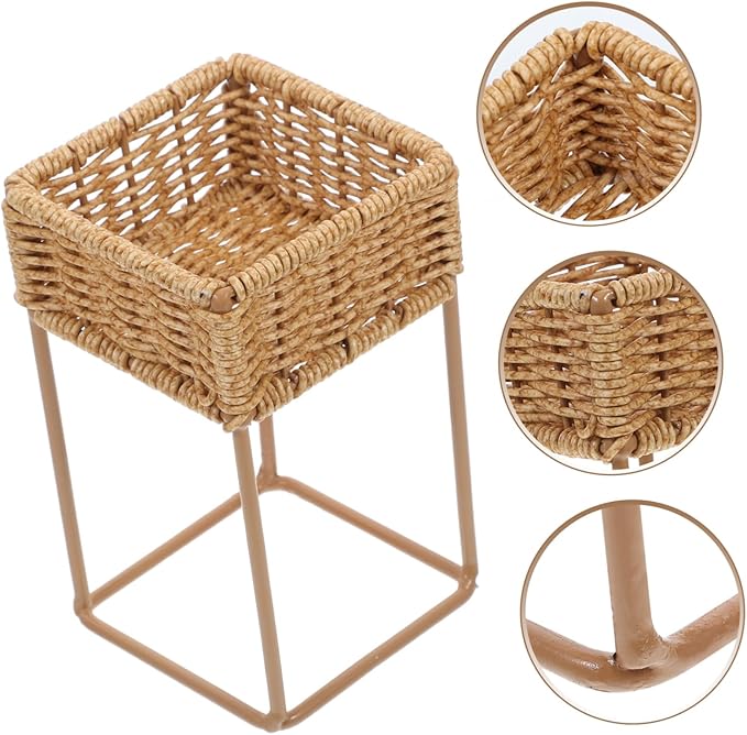 Cabilock Rattan Planters Boho Style Plant Stands Decorative Flower Pot Display Wicker Plant Shelf Indoor Outdoor Home Decor