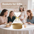 Woven Basket,Small Rope Storage Bin with Handles & Ribbon Bag, Organizer for Shelves Closets,Gift Basket Empty for Birthday,Books,Dog Toys, Jute/3 Pack