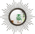 Sunburst Spoked Large Wall Mirror Boho Home Circle Art Mirror Modern Metal Mirror for Wall Decorative Bathroom Bedroom Vanity Hallway Balcony Living Room Entryway 20"