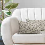 Grey Floral Pillow Covers 12x20 Set of 2 Vintage Rustic Old Style Cute Small Flower Gray Cream Print Rectangle Decorative Outdoor Pillowcases Fall Farmhouse Throw Cushion Case Couch Sofa Bed Decor