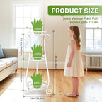 iDavosic.ly 3 Tier Metal Plant Stand Indoor Outdoor, Wrought Iron Corner Tall Flower Pot Holder Shelf, 34 Inch Vertical Heavy Duty Display Rack for Patio Porch Living Room Garden, White