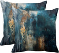 Britimes Throw Pillow Covers Modern Home Art Decor, 18 x 18 Inches Set of 2 Pillow Cases Decorative, Abstract Oil Painting Pillowcases for Bedroom, Living Room, Cushion Couch Sofa, Teal Black