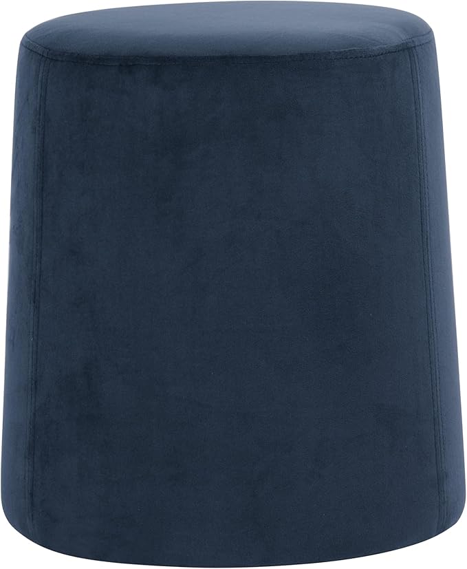 Spatial Order Organic Shape Ottoman (No Lid, Seat Only) | HomePop Home Décor | Round Pouf Foot Rest – Blue Velvet
