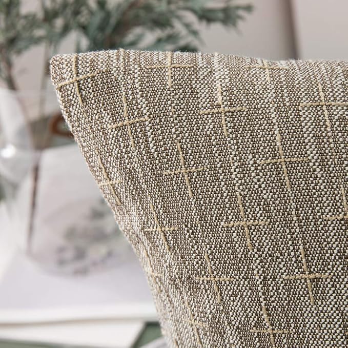 MIULEE Pack of 2 Decorative Burlap Linen Euro Throw Pillow Covers for Sofa Couch Bed 24x24 Inch Modern Farmhouse Pillowcases Rustic Woven Textured Cushion Cover Light Brown