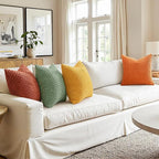 MIULEE Burnt Orange Decorative Throw Pillow Covers for Couch Modern Striped Cushion Covers Soft Corduroy Pillowcase Home Decor for Bed Sofa Living Room 18x18 Inch Set of 4 Yellow Orange